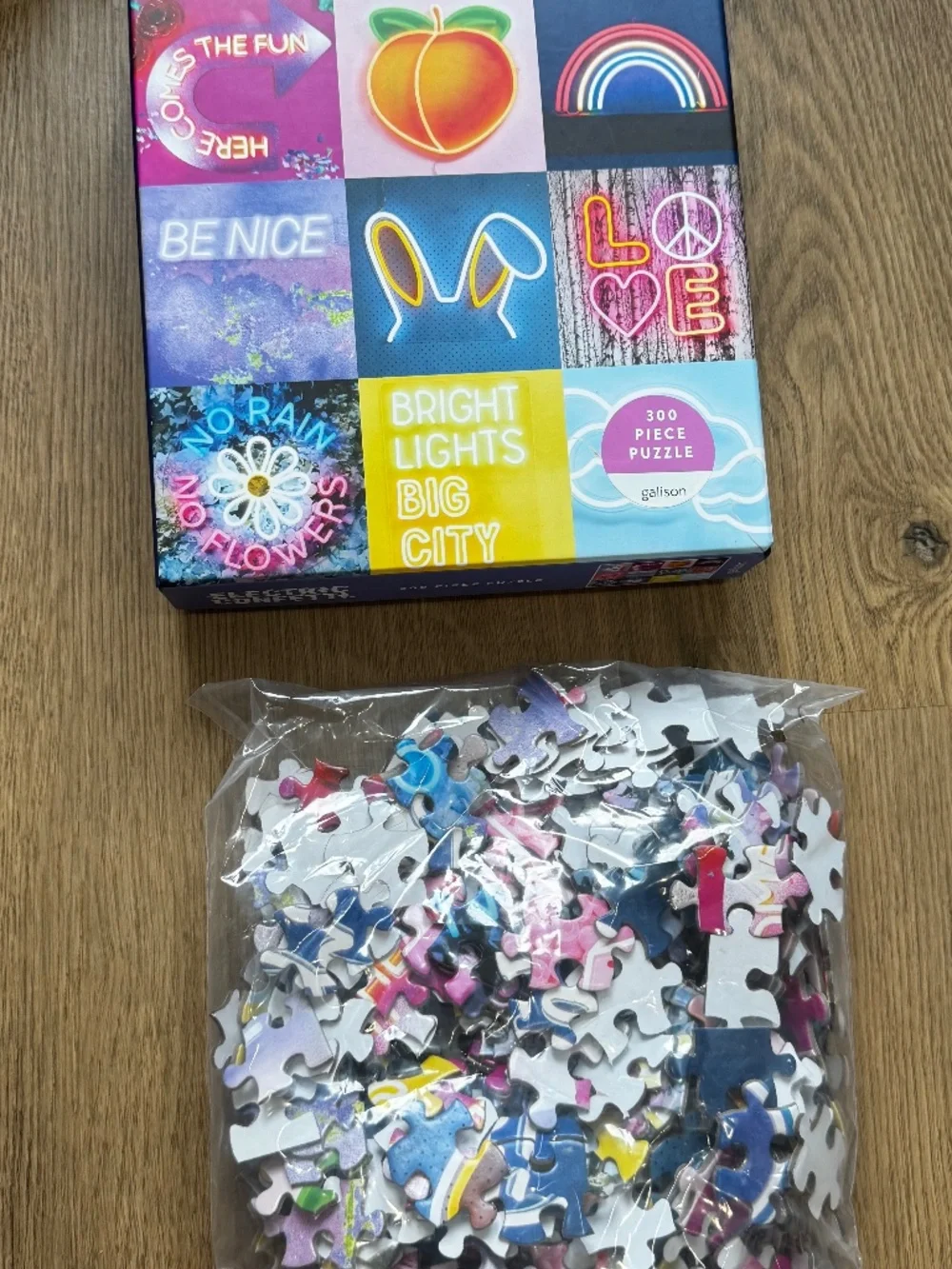 Galison Electric Confetti Neon 300 Piece Puzzle Complete
